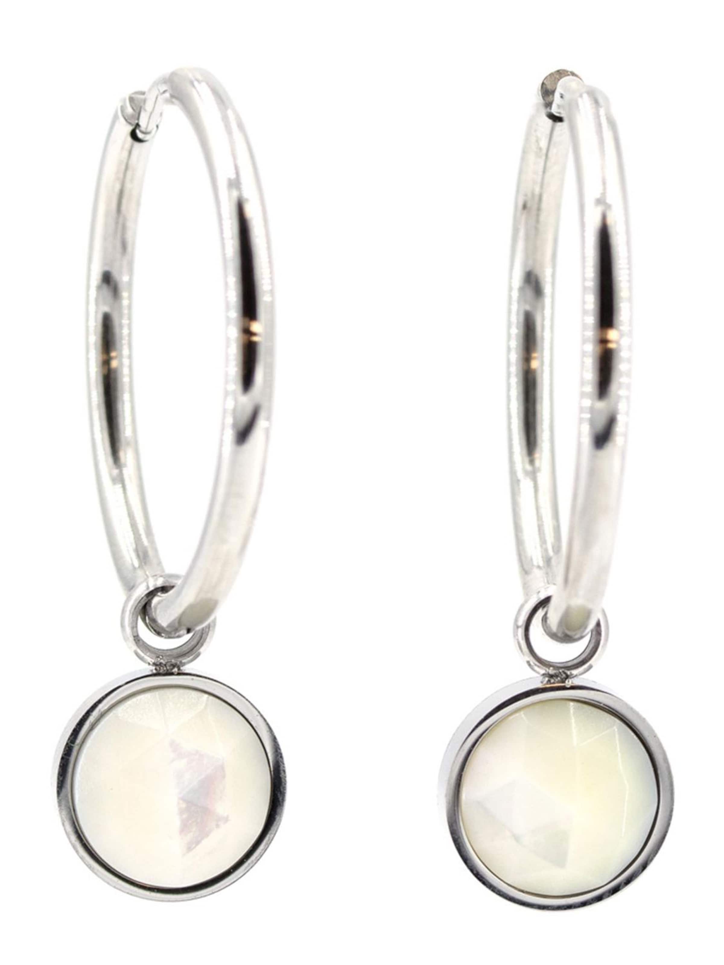 Sergio Engel Earrings 'Beach Ohrring 02 Edelstahl-Hoop mit Natursteinanhänger' in Beige: front