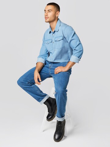 ABOUT YOU x Kevin Trapp Regular fit Button Up Shirt 'Hagen' in Blue