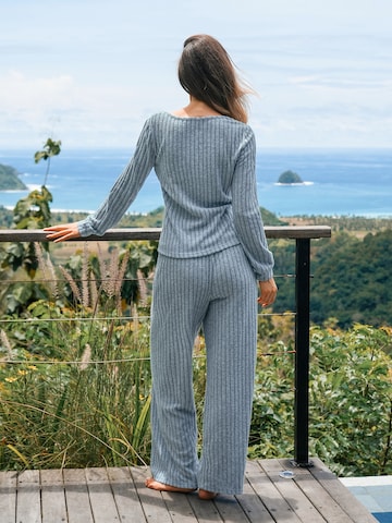 Cupshe - Pijama 'Long Sleeve' em azul