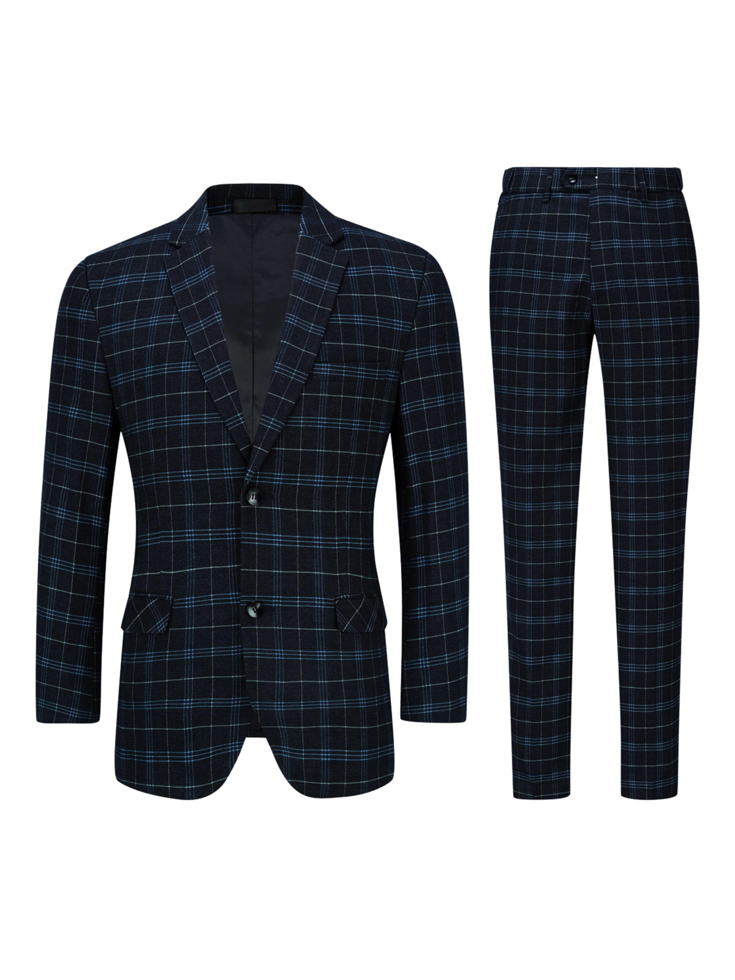 YOUTHUP Slim fit Suit 'Karo' in Black: front