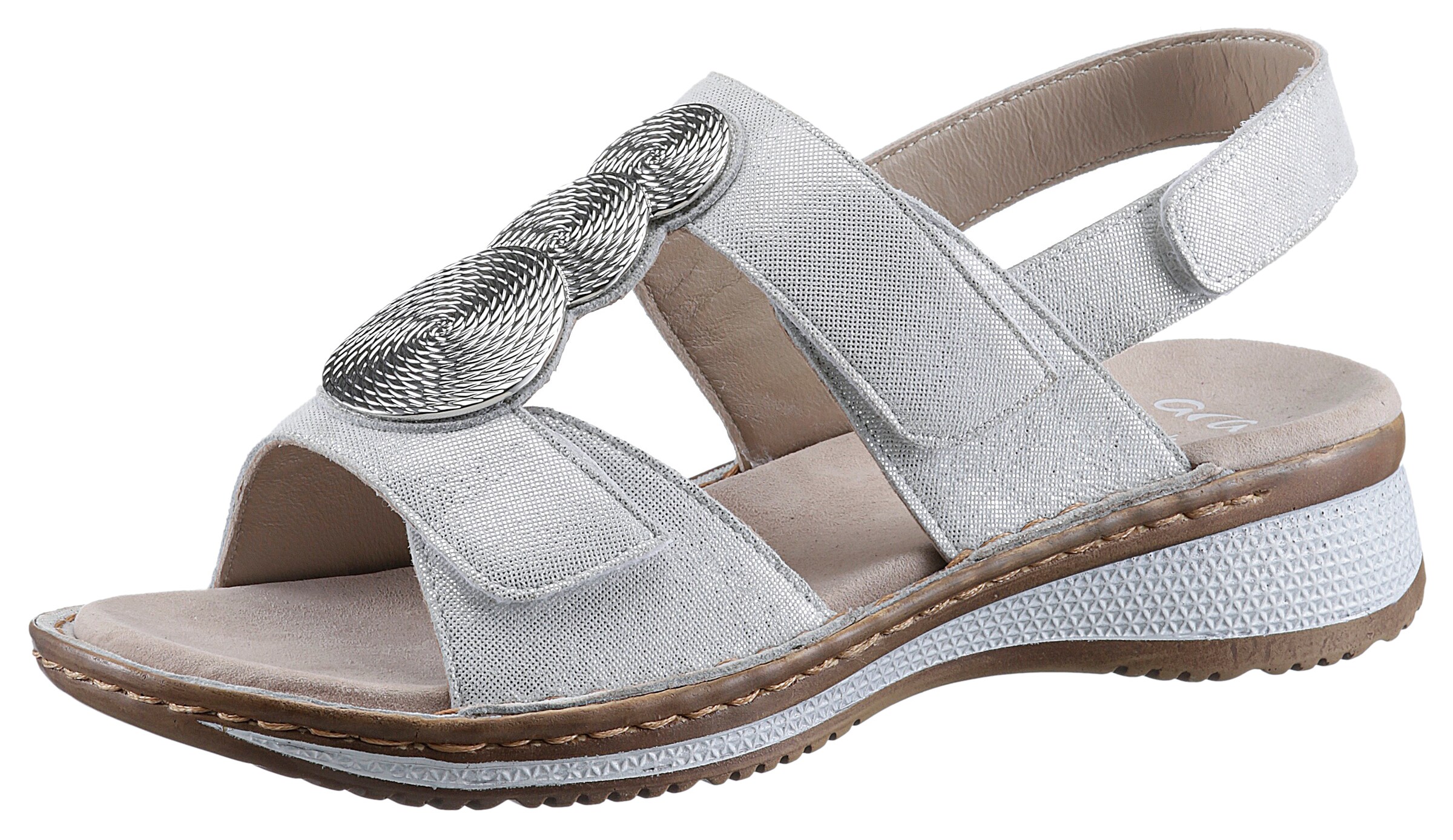 ARA Strap Sandals in Silver: front
