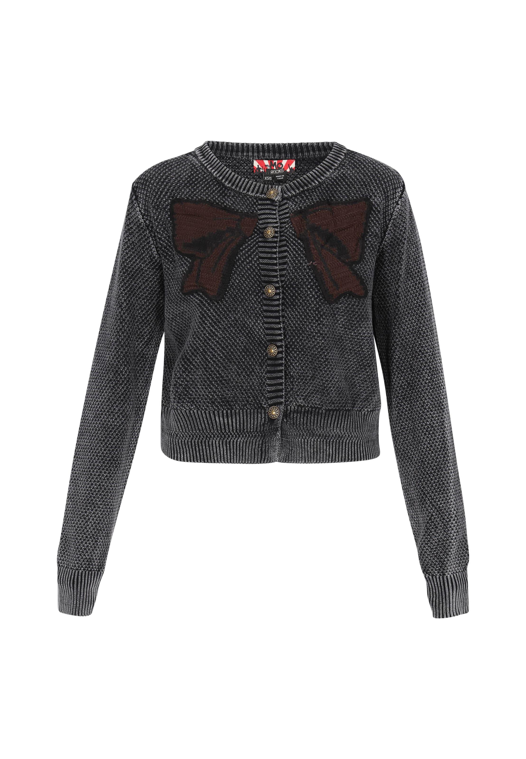 melns myMo ROCKS Adīta jaka: no priekšpuses