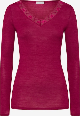 Hanro Onderhemd ' Woolen Lace ' in Rood: voorkant