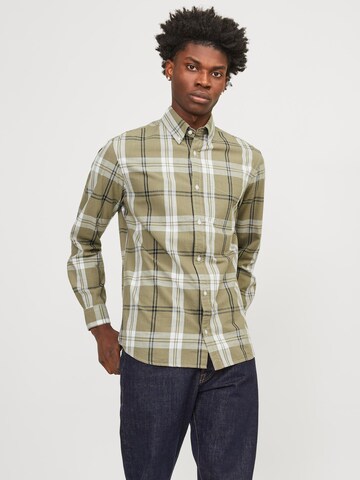 JACK & JONES Comfort fit Button Up Shirt 'Blubrook' in Green: front