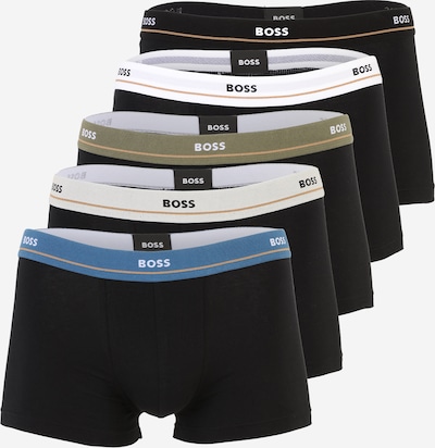 Boxer trumpikės 'Essential' iš BOSS, spalva – sodri mėlyna („karališka“) / alyvuogių spalva / juoda / balta, Prekių apžvalga