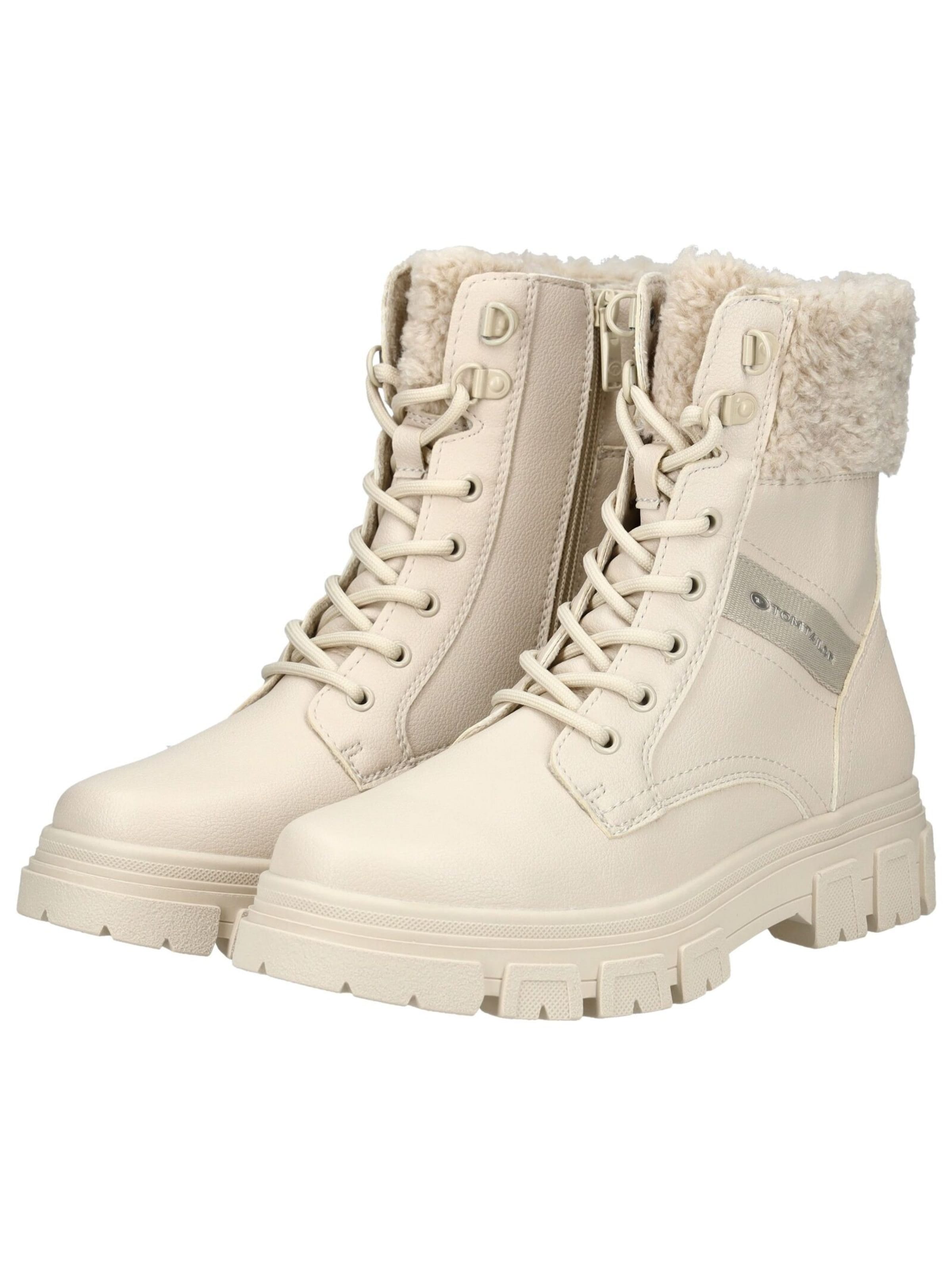 TOM TAILOR Schnürstiefelette in Beige