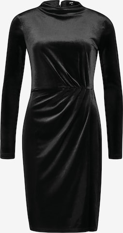 zero Samtkleid mit hohem Kragen in Schwarz: Vorderseite
