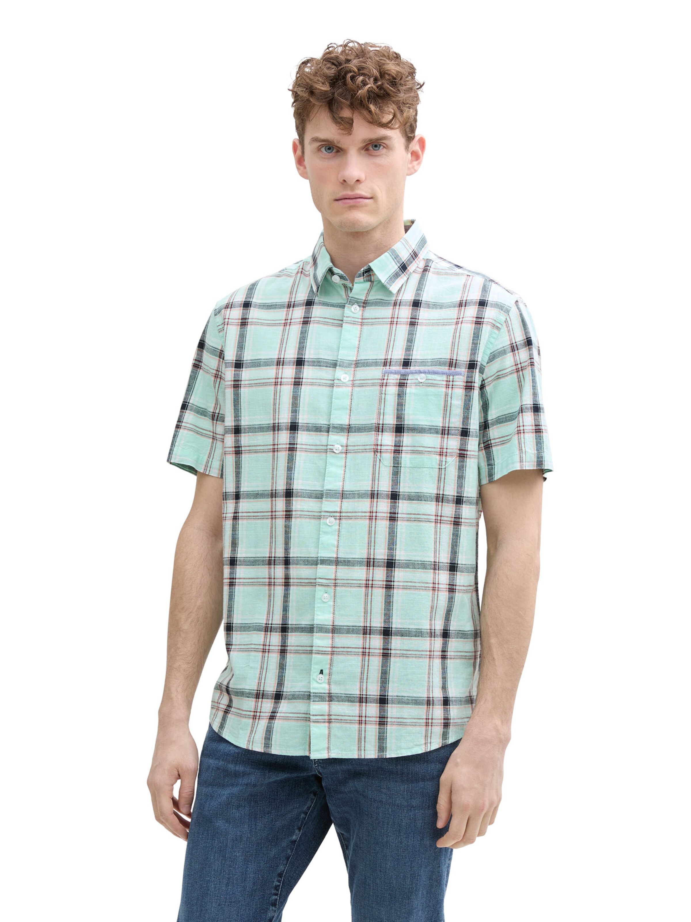 TOM TAILOR Regular fit Button Up Shirt in Green: front