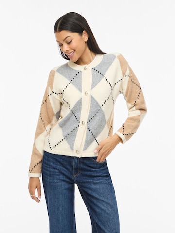 Cardigan 'VICheck' VILA en beige : devant