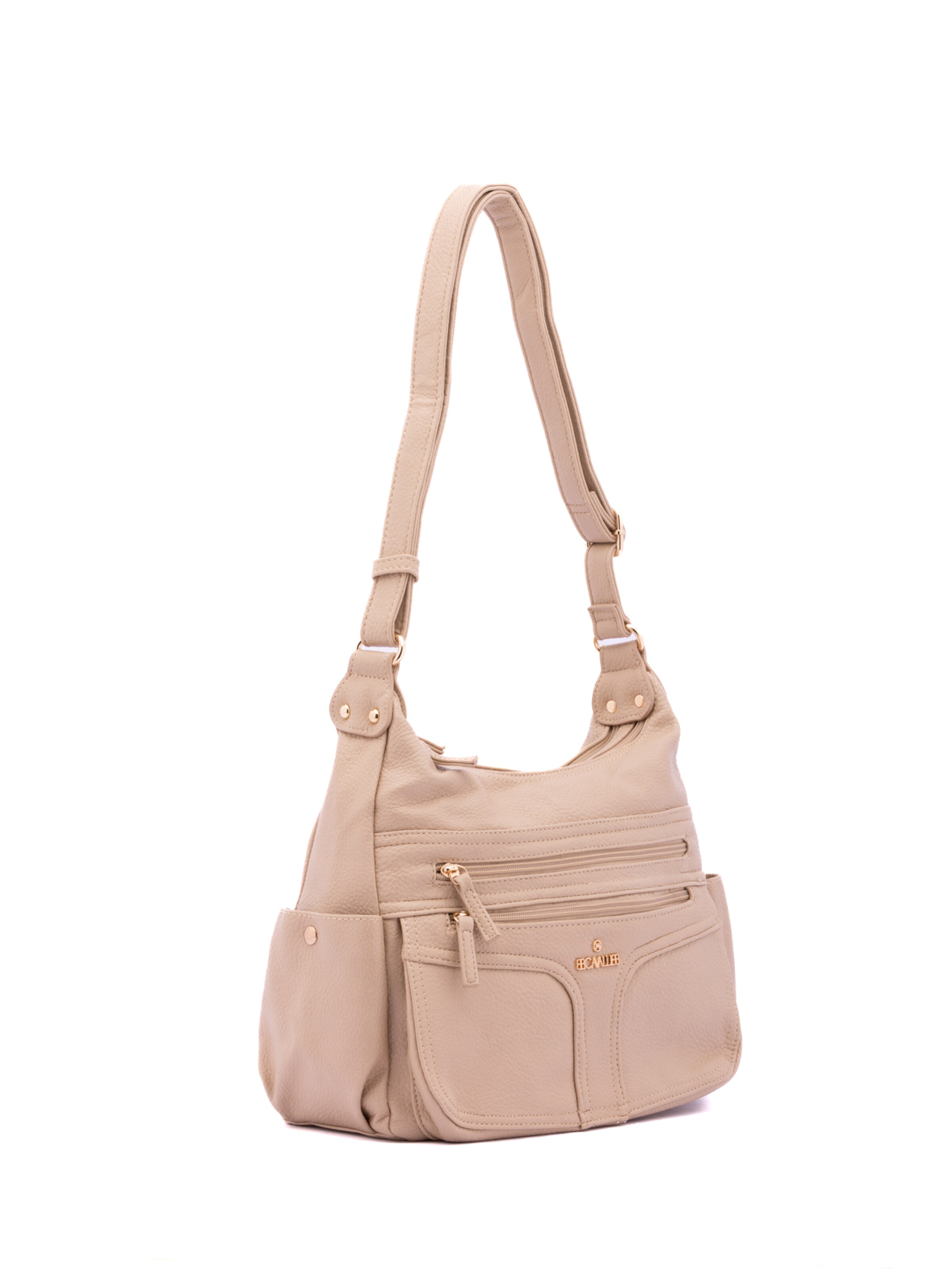 Borsa a spalla 'Borsa a Spalla Donna Ecopelle - Zip e Tasche Multiple' di B. Cavalli in beige