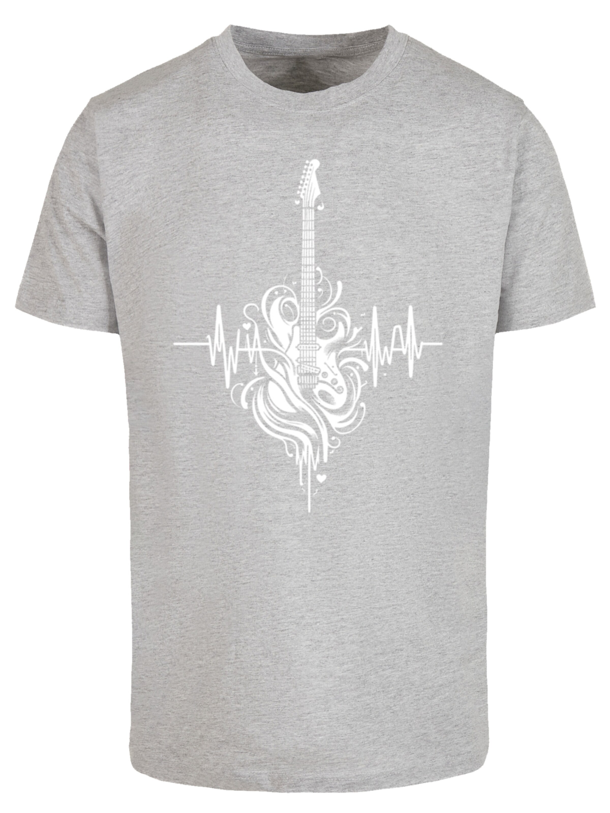 F4NT4STIC T-Shirt 'Gitarre Heartbeat' in Grau: Vorderseite