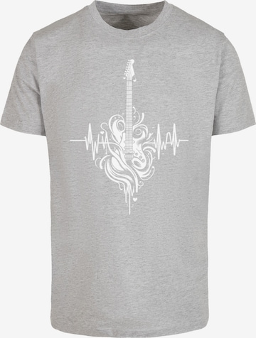F4NT4STIC T-Shirt 'Gitarre Heartbeat' in Grau: Vorderseite