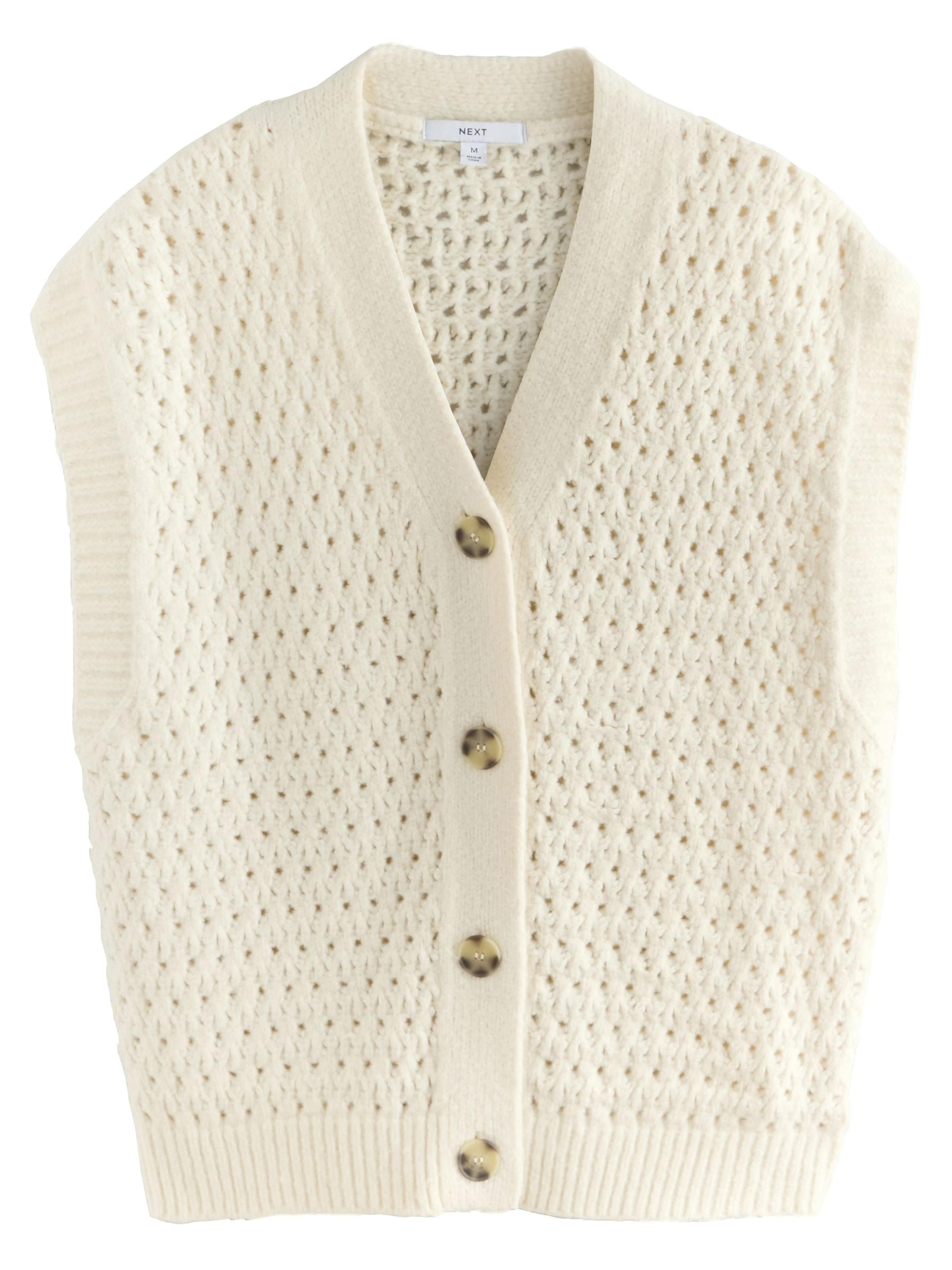 Vestă tricotată de la Next pe bej: față