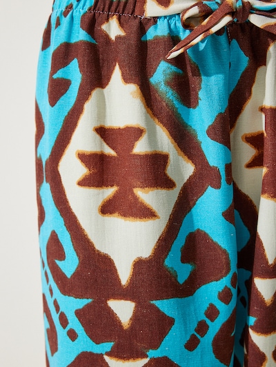 Happiness İstanbul Trousers in 36 in Turquoise / Chocolate / White, Item view