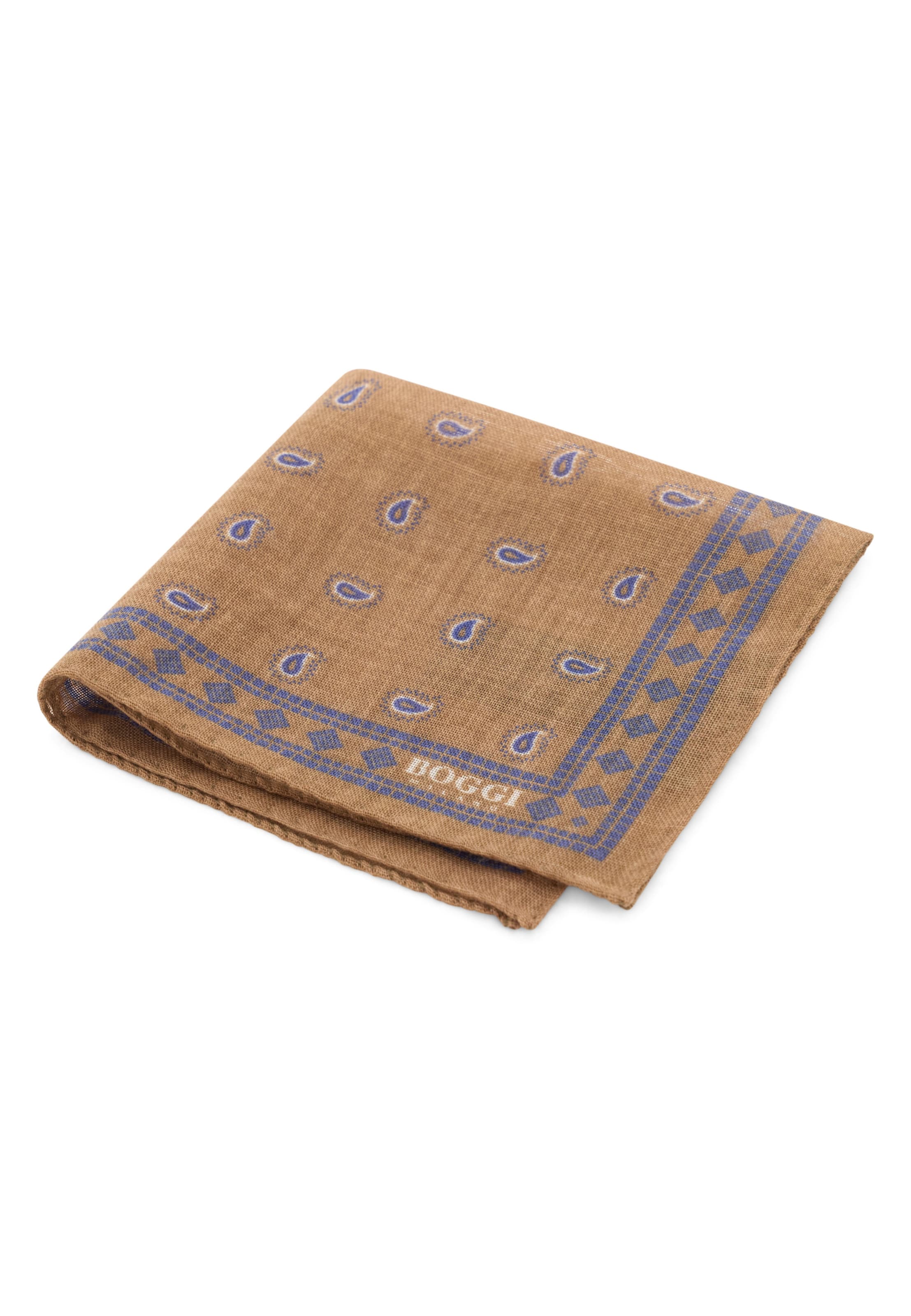 Boggi Milano Pocket square in One Size in Camel / Navy, Item view