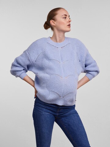 Pieces Maternity Sweater in Blue: front