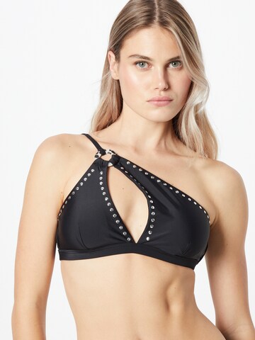 River Island Bralette Bikini Top in Black: front