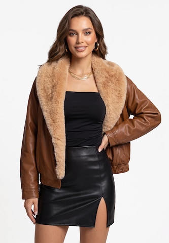 Veste mi-saison faina en marron : devant