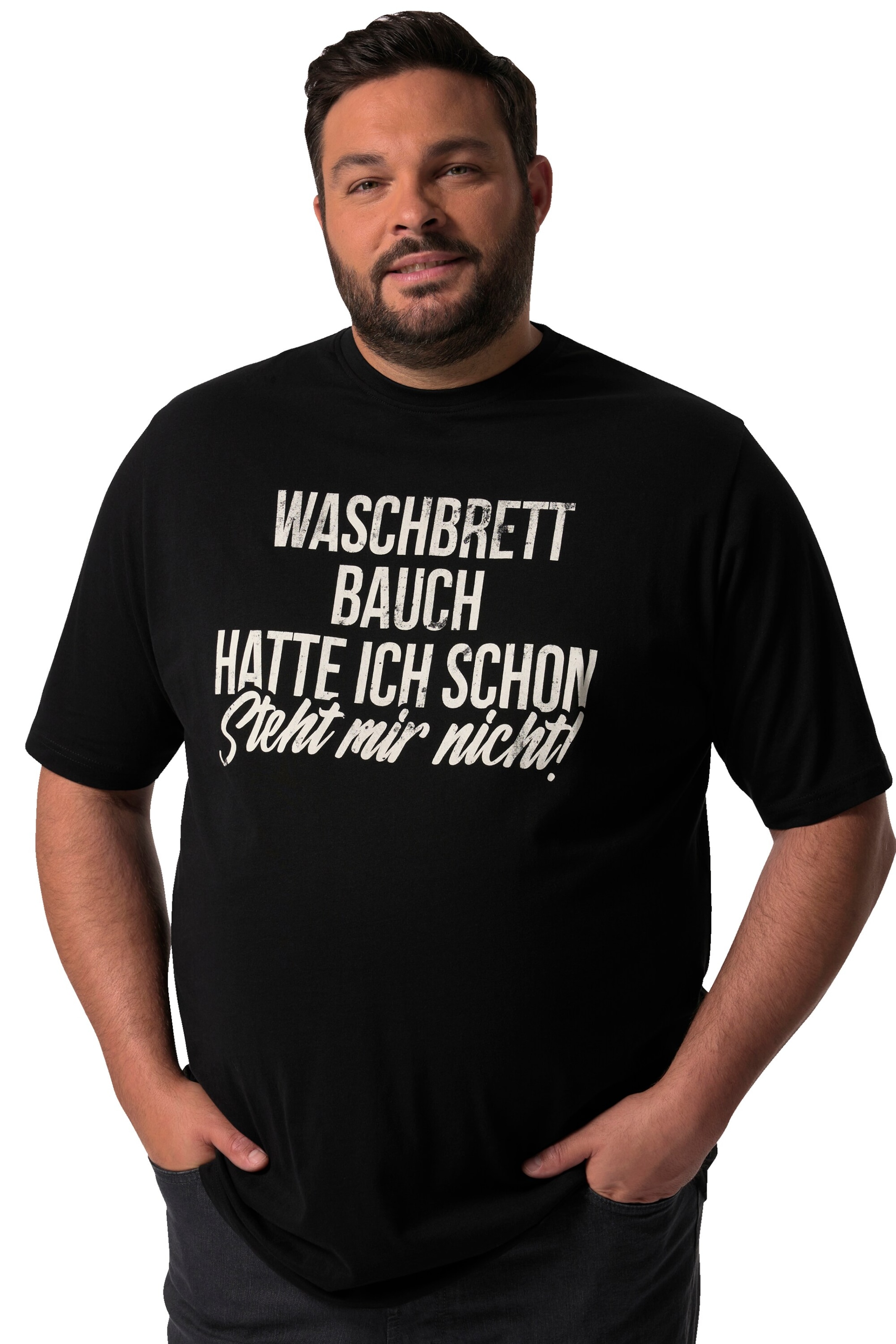 Men Plus Shirt in Black: front
