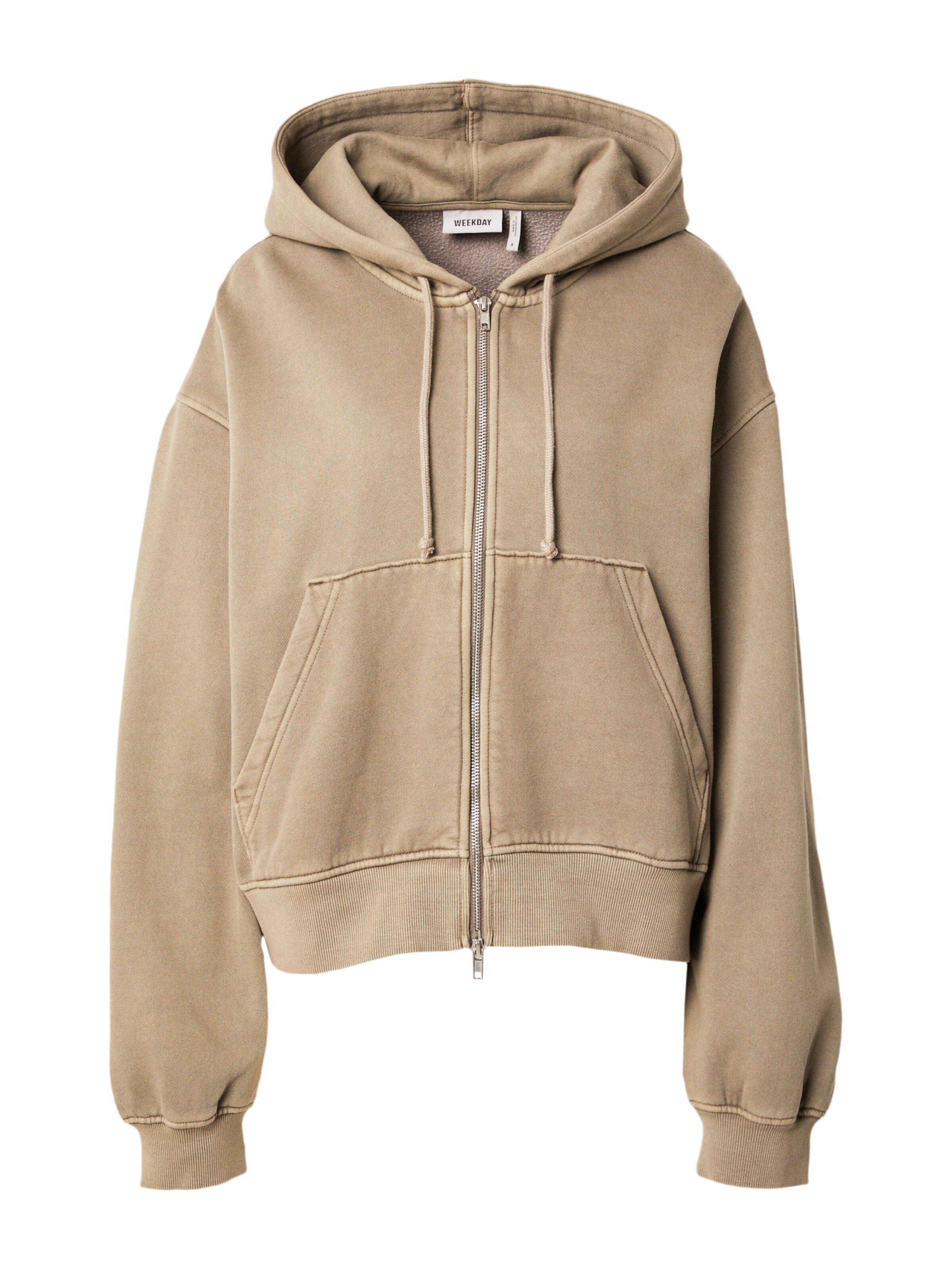 Beige Weekday Zip Up Simon Scuba Zip Hoodie