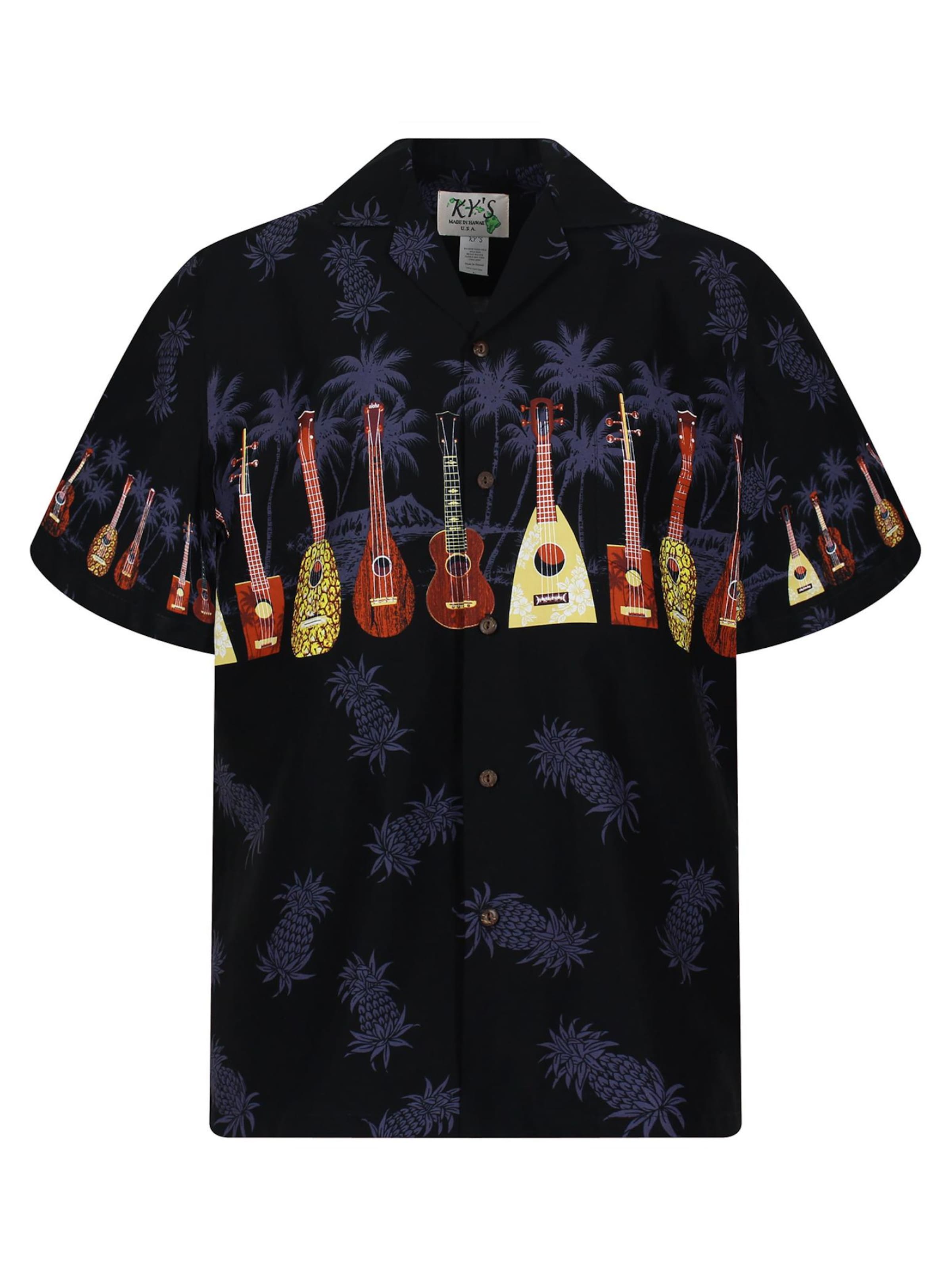 KY's Regular fit Button Up Shirt 'Ukulele' in Black: front