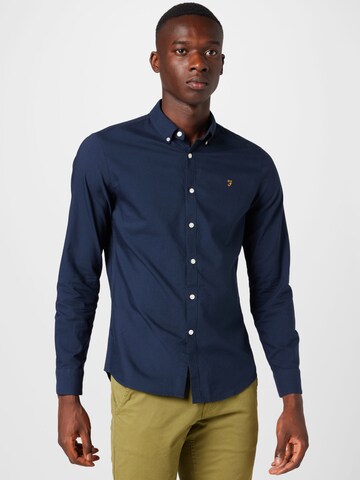 FARAH - Ajuste estrecho Camisa 'BREWER' en azul: frente