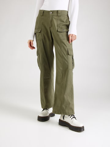 Loosefit Pantalon cargo HOLLISTER en vert : devant