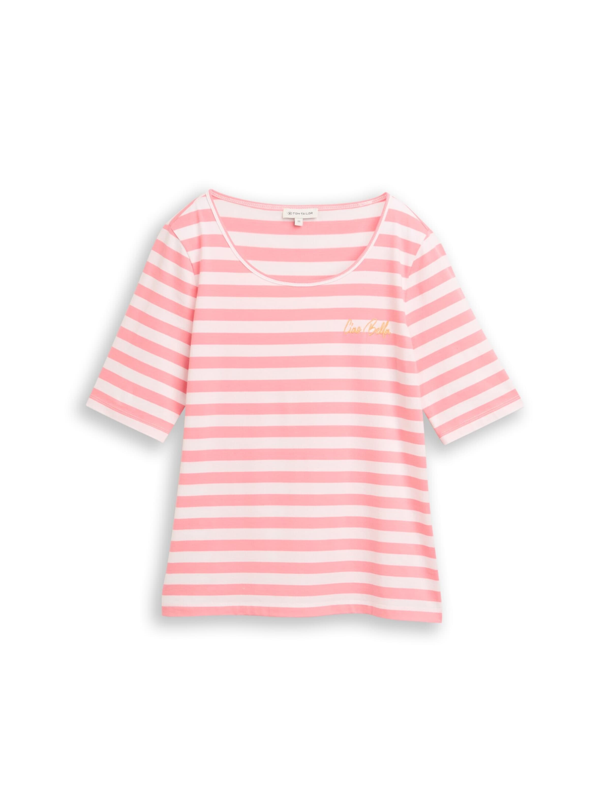 TOM TAILOR T-Shirt in rosa / weiß, Produktansicht