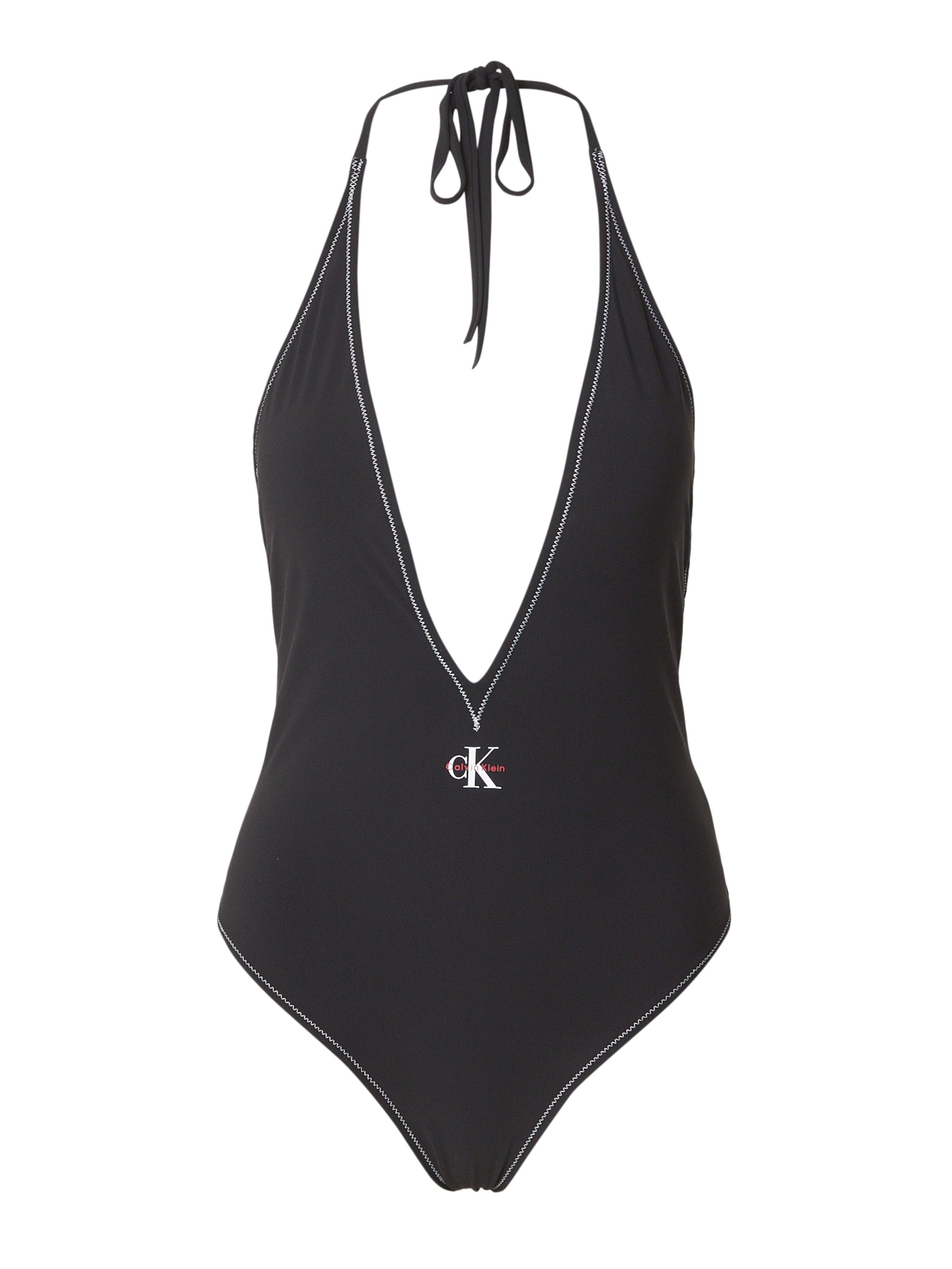 Calvin Klein Swimwear Triangel Badpak in Zwart: voorkant