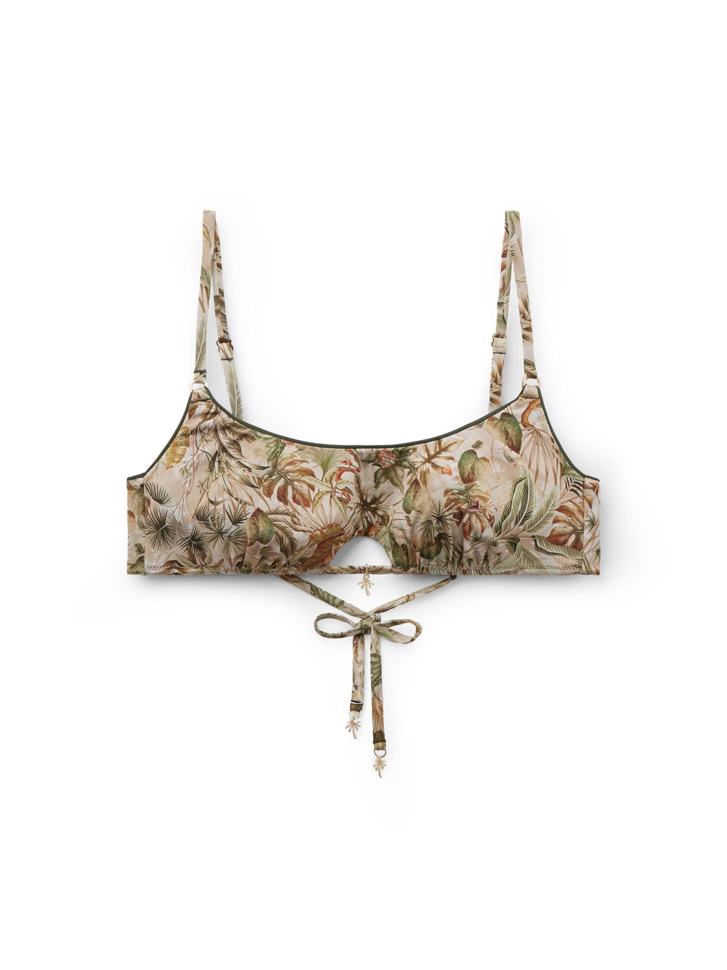 CALZEDONIA Bikini Top 'Tropical Foliage' in Beige / Light brown / Khaki / Olive, Item view