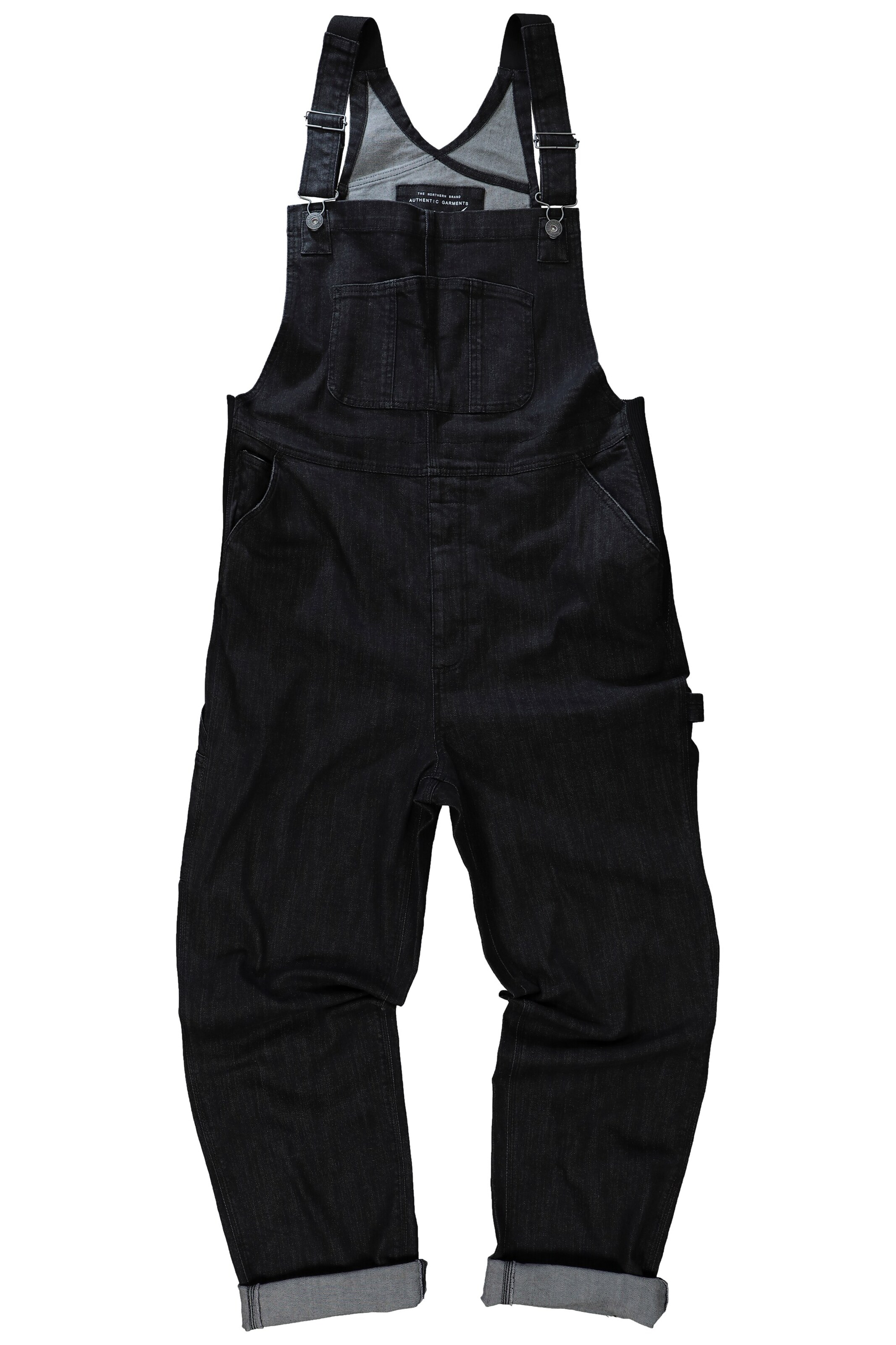 JP1880 Loosefit Latzjeans in Schwarz: Vorderseite