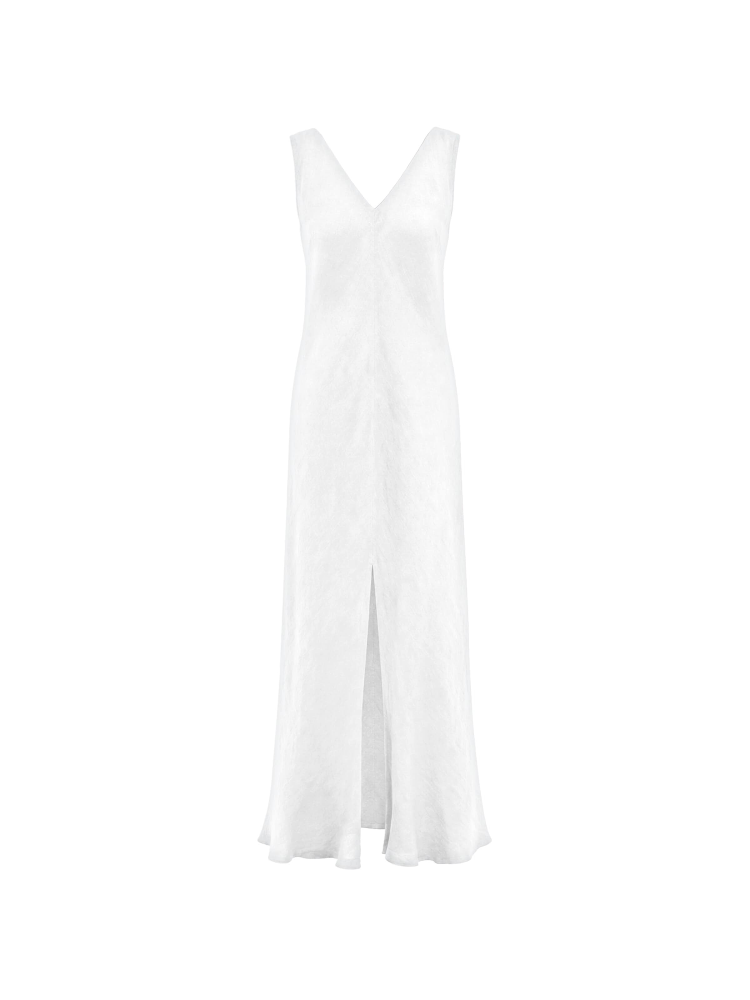 Robe 'Maxi Linen Dress with V Neck' Haris Cotton en blanc : devant
