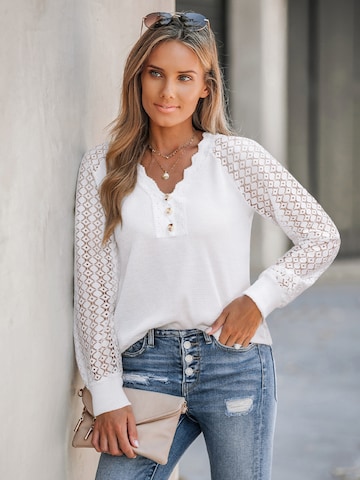 Cupshe - Blusa 'Long Sleeve' em branco