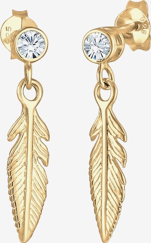 ELLI Earrings 'Feder, Solitär-Ohrring' in Gold
