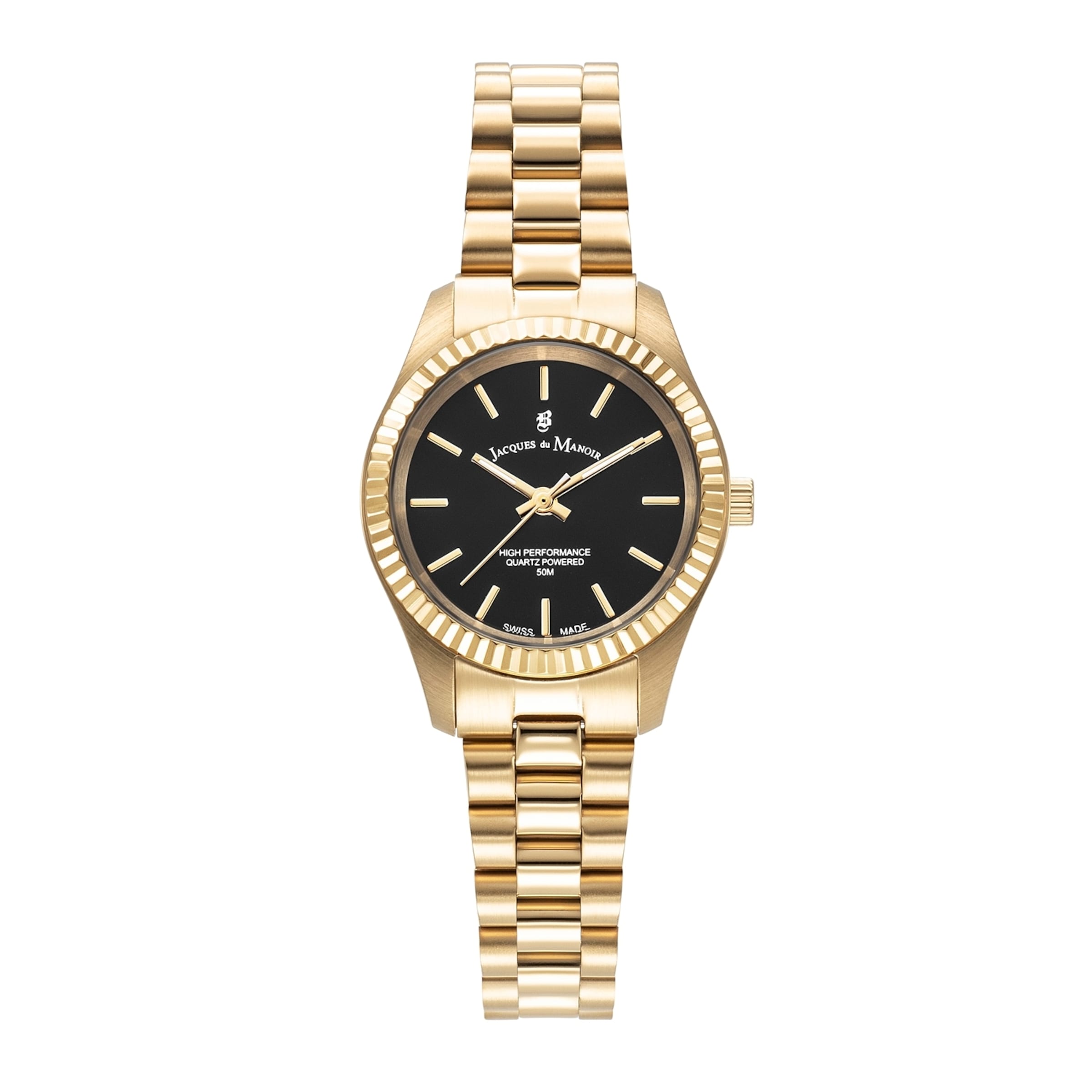 Montre à affichage analogique Jacques du Manoir en or : devant