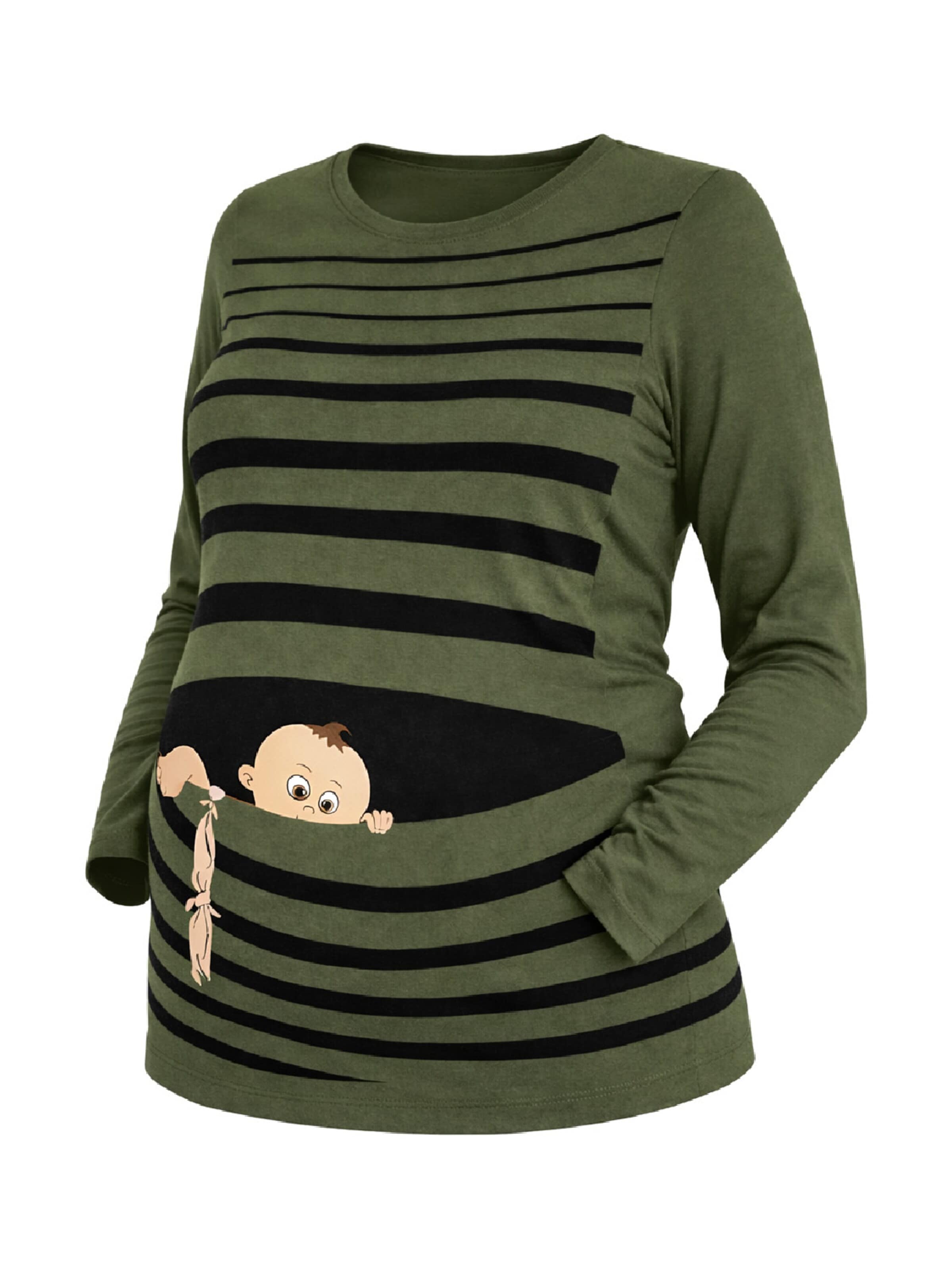 M.M.C. Shirt 'Baby Flucht Umstandslangarmshirt' in Green: front
