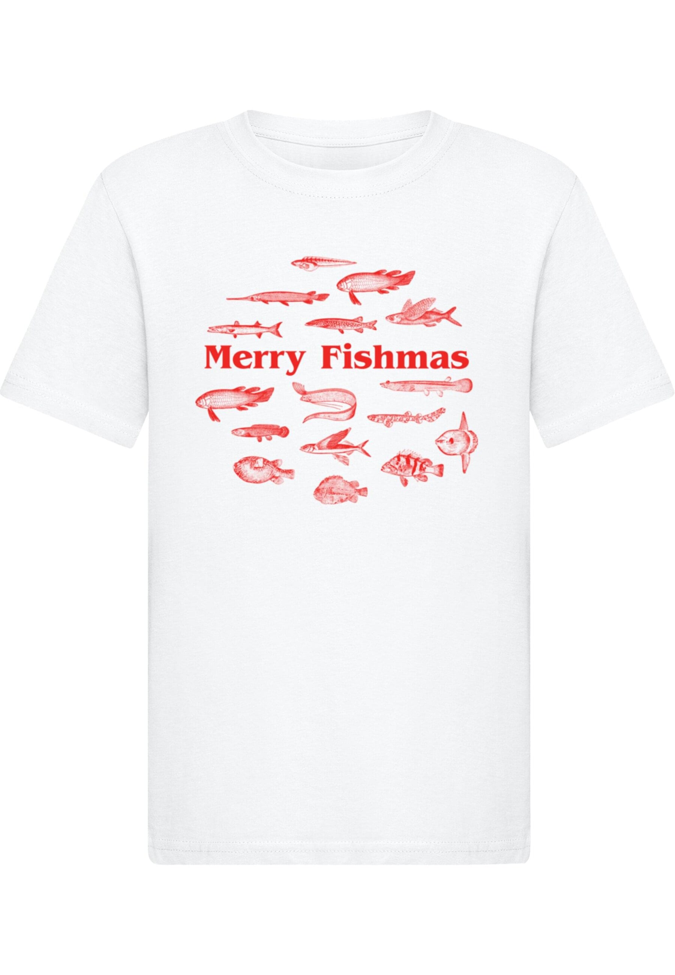 ABSOLUTE CULT Shirt 'Christmas - Mery Fish 2.0' in White: front