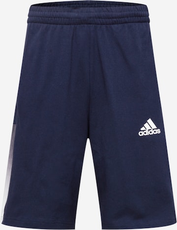 ADIDAS SPORTSWEAR Regular Workout Pants 'Essentials Summer Lightweight French Terry -Dye' in Blue: front