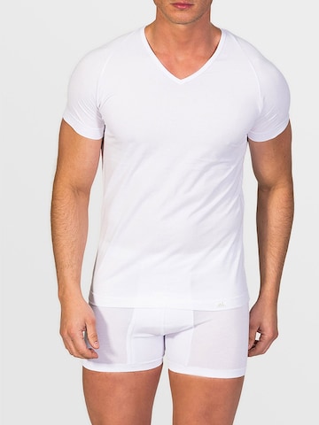 zd ZERO DEFECTS Unterhemd 'V-Neck T-Shirt Egiptian Cotton' in Weiß: Vorderseite