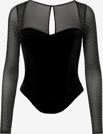Shirtbody GODDIVA en noir : devant