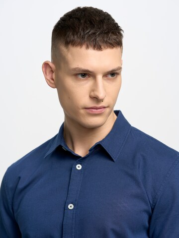 BIG STAR Regular fit Button Up Shirt 'Linanos' in Blue