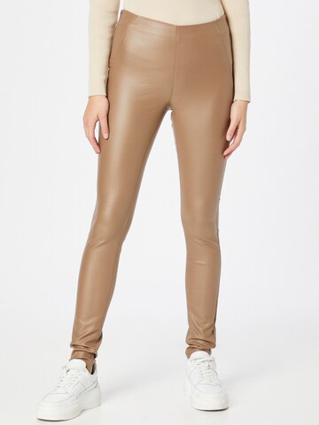 OBJECT Skinny Leggings 'Belle' in Bruin: voorkant