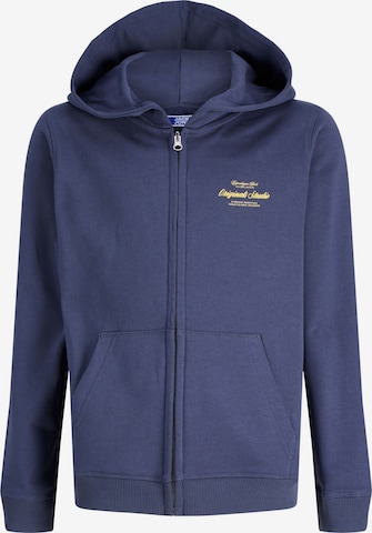Jack & Jones Junior Sweatvest 'JORNORREBRO TYPO' in Blauw: voorkant