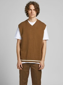 JACK & JONES Chaleco 'Rocco' en caramelo / blanco