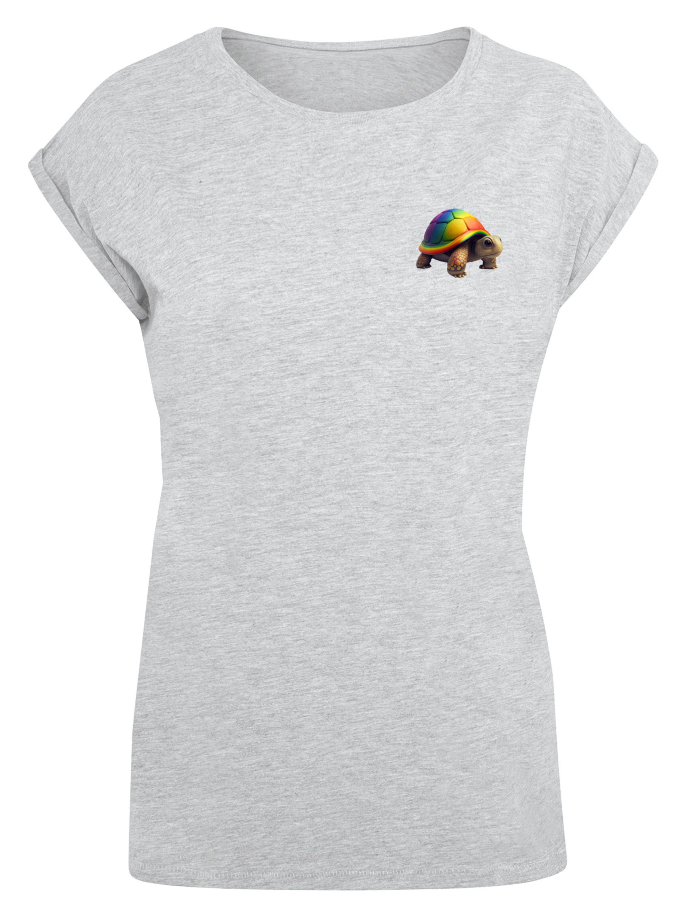 F4NT4STIC Shirt 'Rainbow Turtle' in Grijs: voorkant