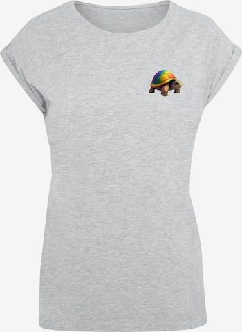 F4NT4STIC Shirt 'Rainbow Turtle' in Grey: front