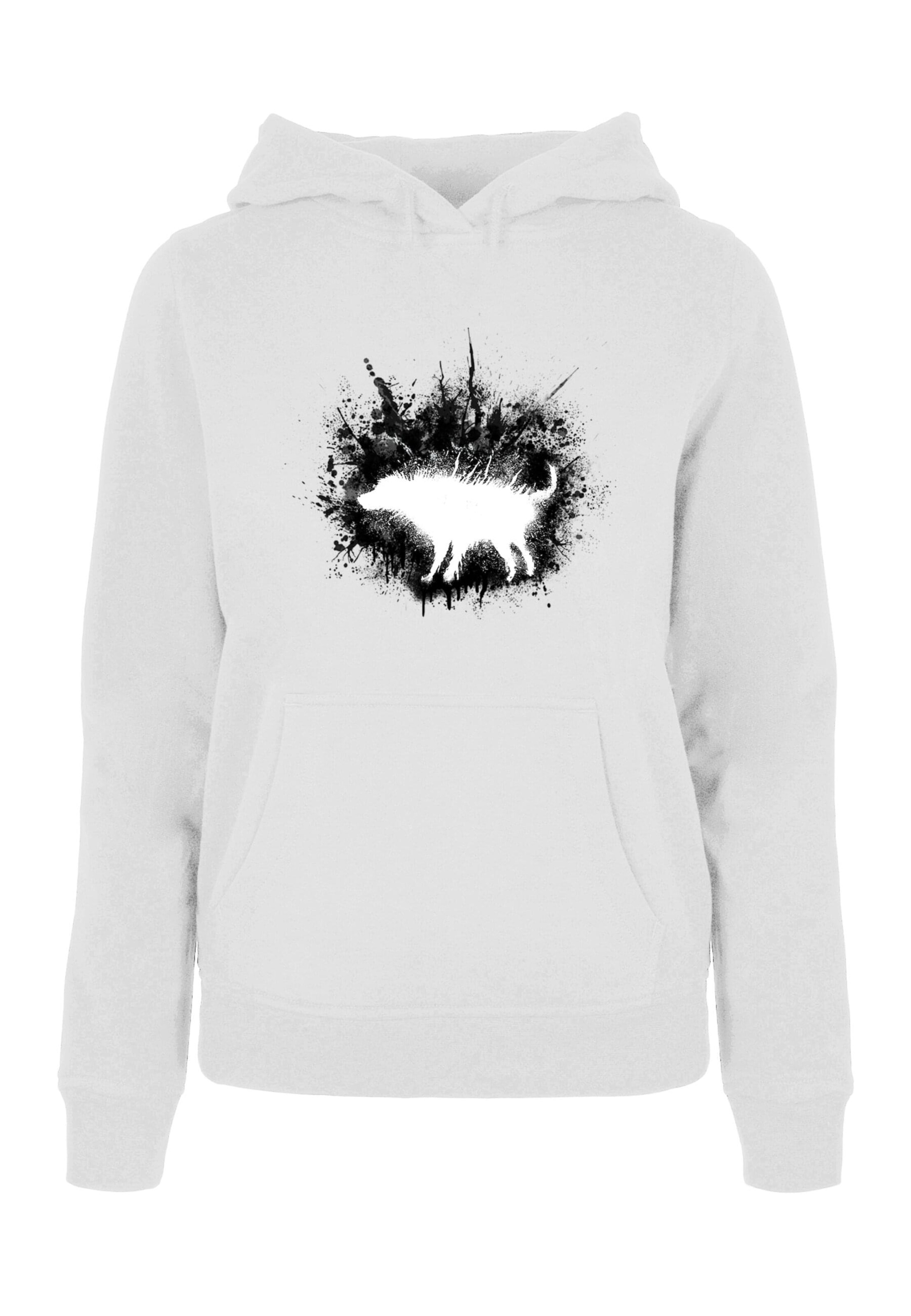 Merchcode Sweatshirt 'Dirty Dog' in Weiß: Vorderseite