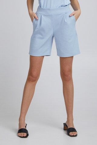 ICHI Regular Pleat-Front Pants 'Kate' in Blue: front