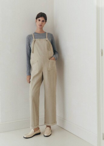 MANGO Wide Leg Latzjeans in Grau: Vorderseite