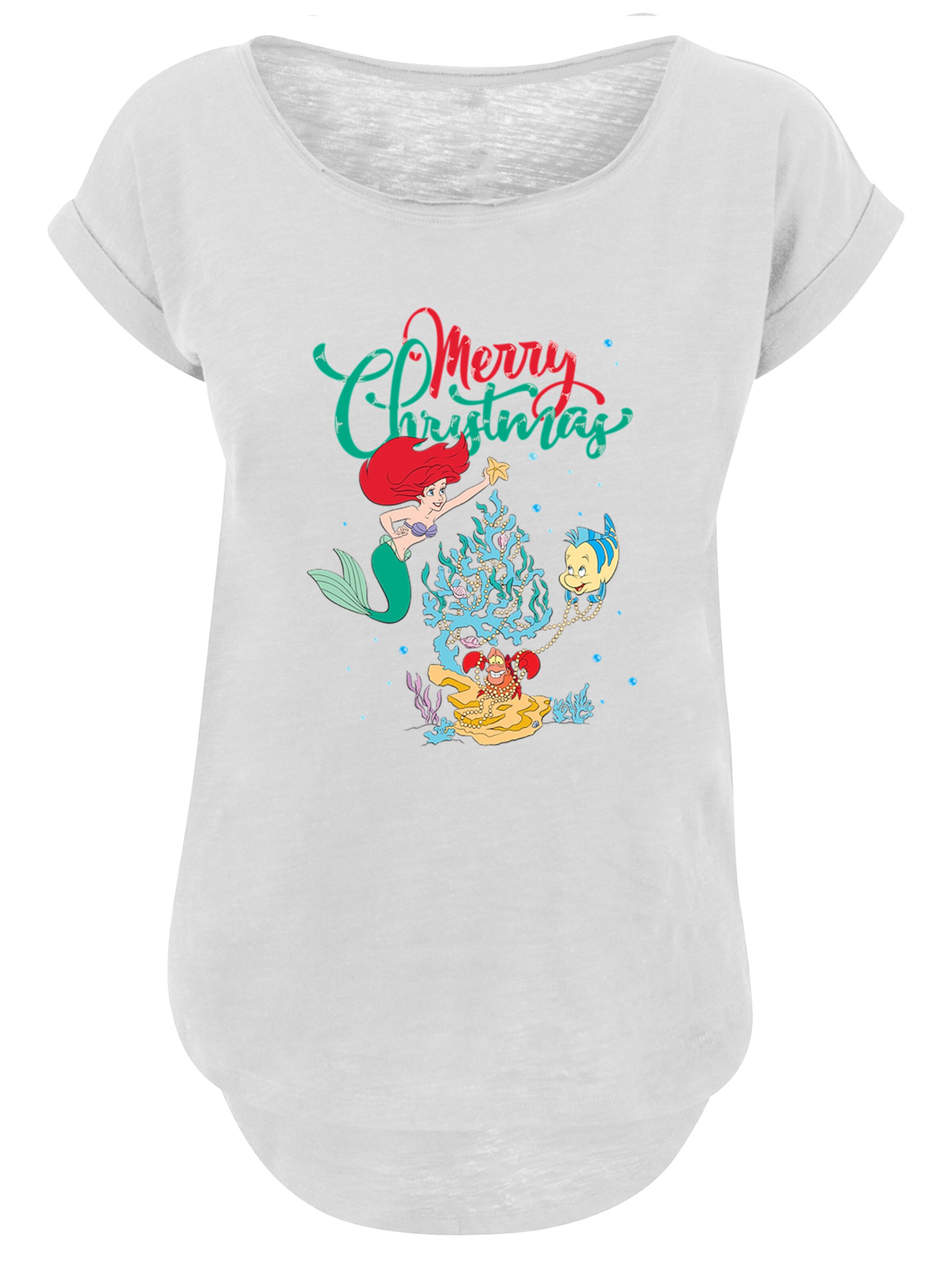 T-shirt 'Disney Arielle die Meerjungfrau Weihnachten' F4NT4STIC en blanc : devant